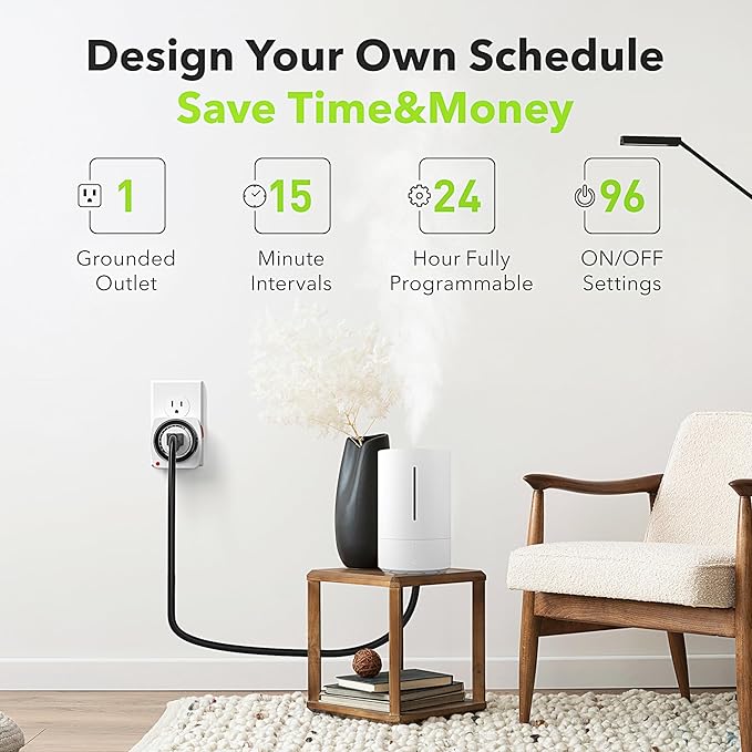 BN-LINK Outlet Timer Indoor, 24-Hour Heavy Duty Mechanical Light Timer - Image 3
