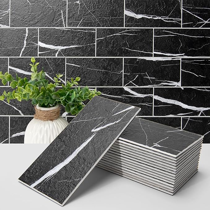 Art3d 102-Piece Faux Stone Peel and Stick Backsplash Tile, Waterproof Thick PVC by Art3d