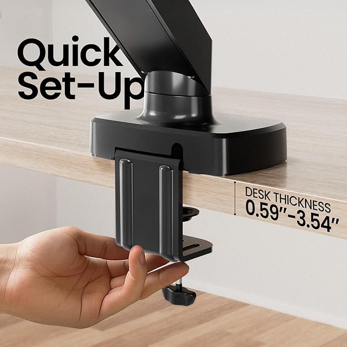 EVEO Premium Single Monitor Arm 14"–34", Adjustable Gas Spring Monitor Mount - Image 7
