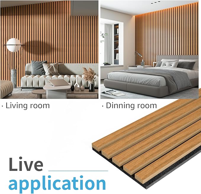 Art3d 4 Pieces 94.5" x 7.9" Acoustic Slat Wood Wall and Ceiling Panels - Image 3