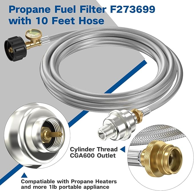 10FT Stainless Braided Propane Adapter Hose - Image 3