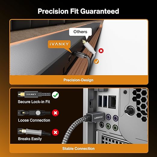 IVANKY Digital Optical Audio Cable 6ft/1.8M, Slim Nylon Braided Audio Optical - Image 5