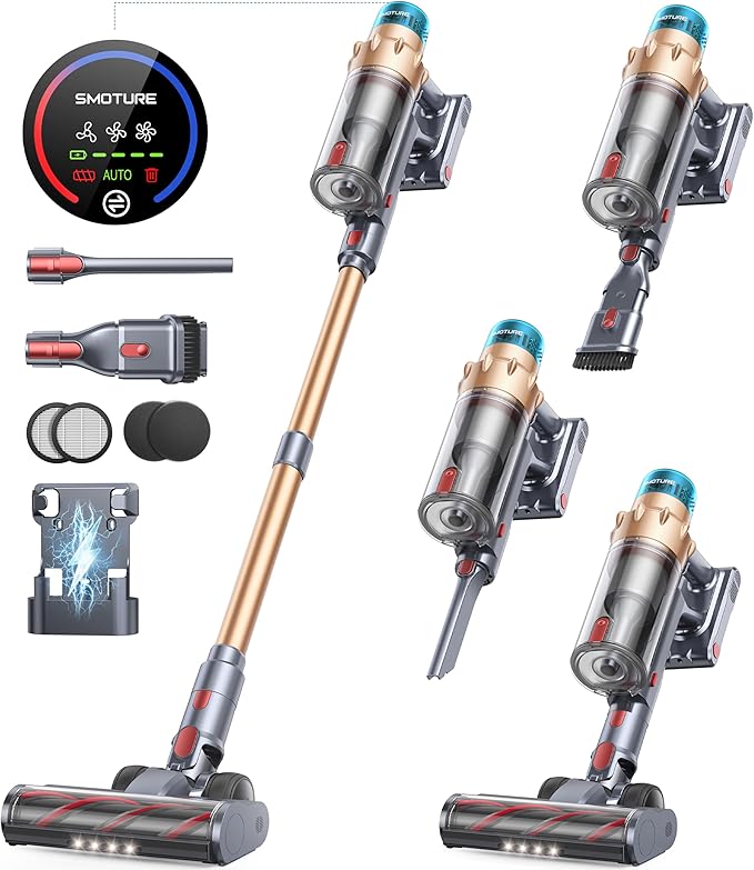 Cordless Vacuum Cleaner, 600W 50KPA 65 Mins Runtime Self-Standing Vacuum by CORDLESSVACUUMCLEANER