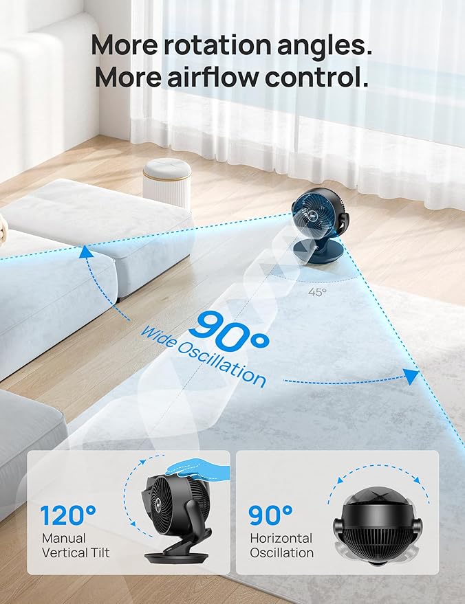 Dreo Fan for Bedroom, 13-Inch Oscillating Table Air Circulator Fan for Whole - Image 5