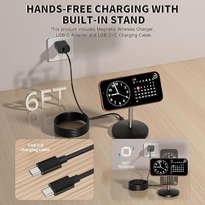 Magnetic Wireless Charging Station, 25W Fast Charger 6FT Mag safe Wireless - Image 7