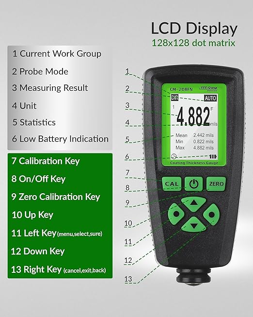 Digital Coating Thickness Gauge CM-208FN / Automatic Thickness Paint Meter - Image 6