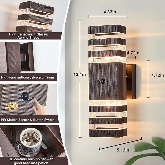 2 Pack Oil Rubbed Bronze Outdoor Wall Lights Fixtures - Image 5