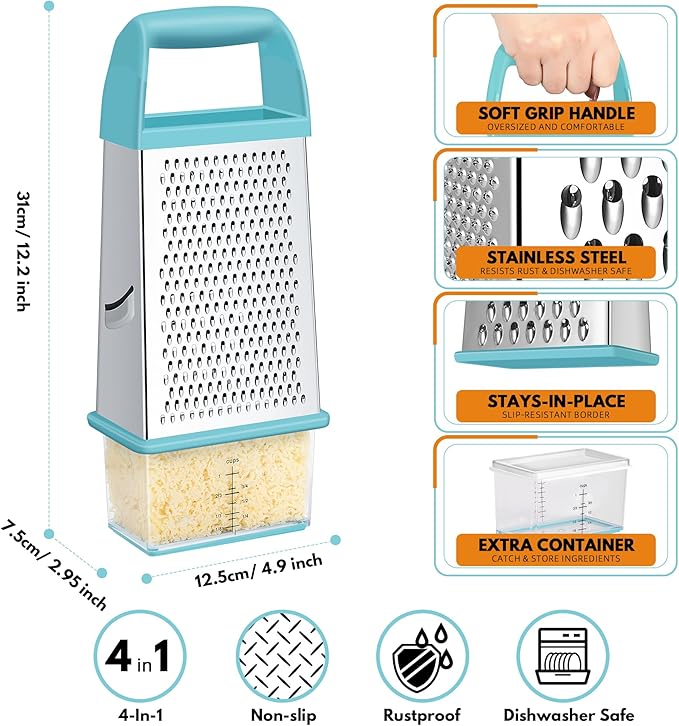 Urbanstrive Cheese Grater With Container, Professional Cheese Grater with Handle - Image 2