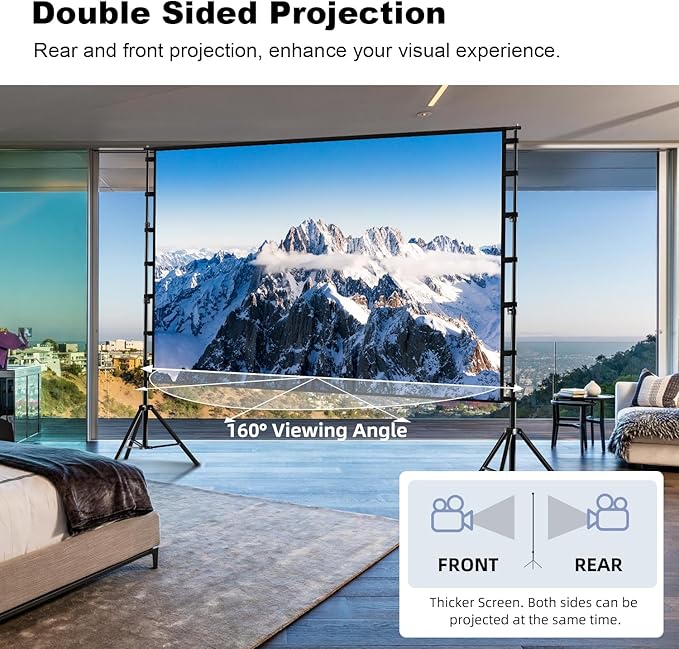 Projector Screen with Stand, Wootfairy 150 inch Portable and Foldable - Image 5