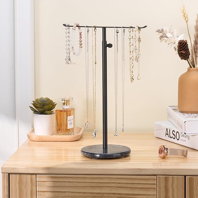 Josmimic Black Necklace Holder Jewelry Organizer Stand – Adjustable Height - Image 2