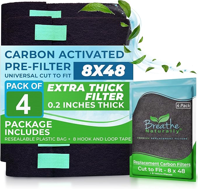 Breathe Naturally Universal 8x48 Cut-to-Fit Activated Carbon Filter Charcoal by BreatheNaturally