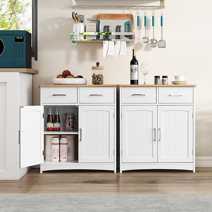 Buffet Cabinet with Storage, Coffee Bar Cabinet 26 x 30 Inches, Oak Top - Image 5