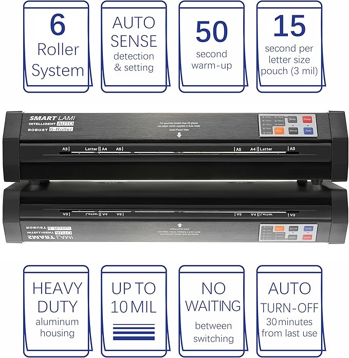 SINCHI 6-Roller Auto Sense Laminator, 13-Inch 3–10 Mil Thermal Machine - Image 2