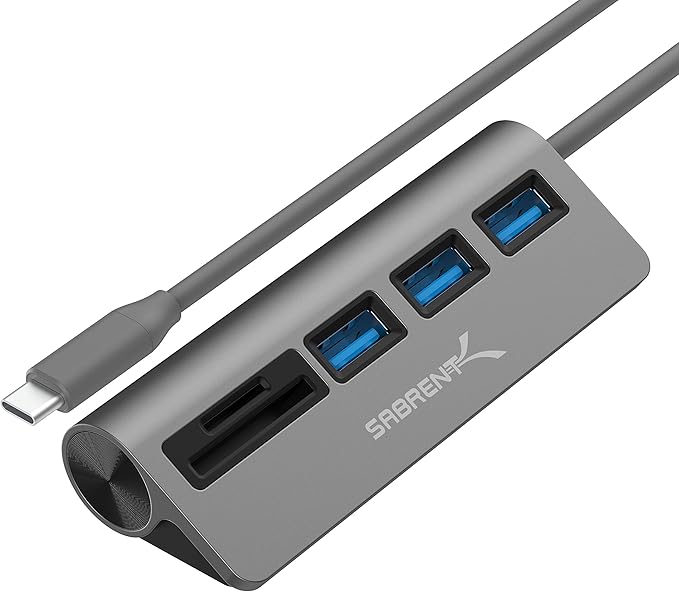 SABRENT USB-C 3.0 Hub, 5-in-1 USB SD Card Reader, SD & TF Dual Slot + 3 USB 3.0 by SABRENT