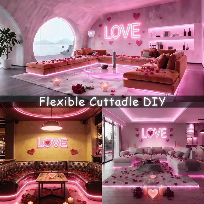 Pink Led Lights Strip Valentines Galentines Day Decor Rope Lights Easy DIY - Image 4