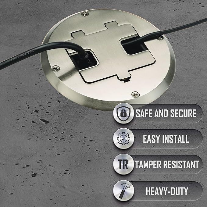RACO Floor Box Kit 6239ACNI Nickel 15A/125V Duplex Receptacle Outlet - Image 8