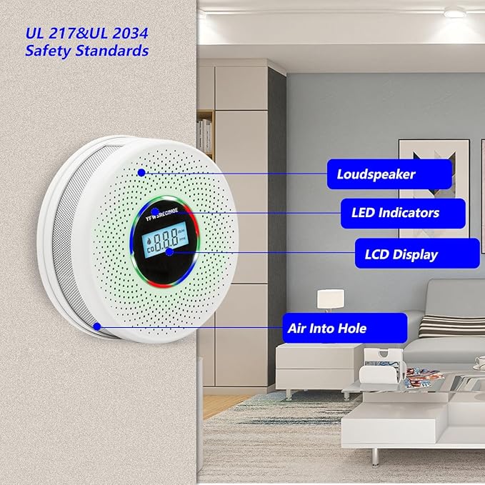 Yfwsrecinoe 6 Pack Upgraded Combination Smoke and Carbon Monoxide Alarm Detector - Image 2