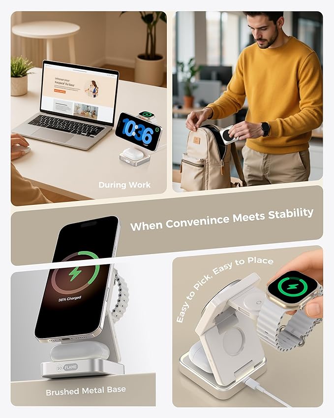 SoFlame 3 in 1 Magnetic Wireless Charging Station - Image 4