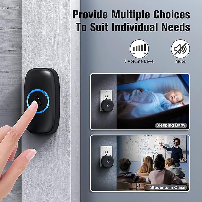SECRUI Wireless Doorbell with 3Receivers 2 Push Buttons, Easy installation - Image 6