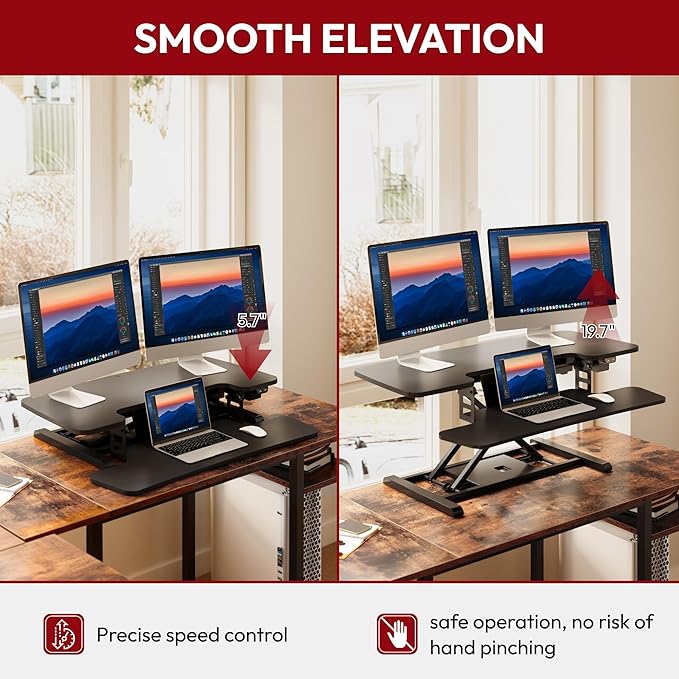SANODESK 40" Electric Standing Desk Converter， Height Adjustable Riser - Image 4