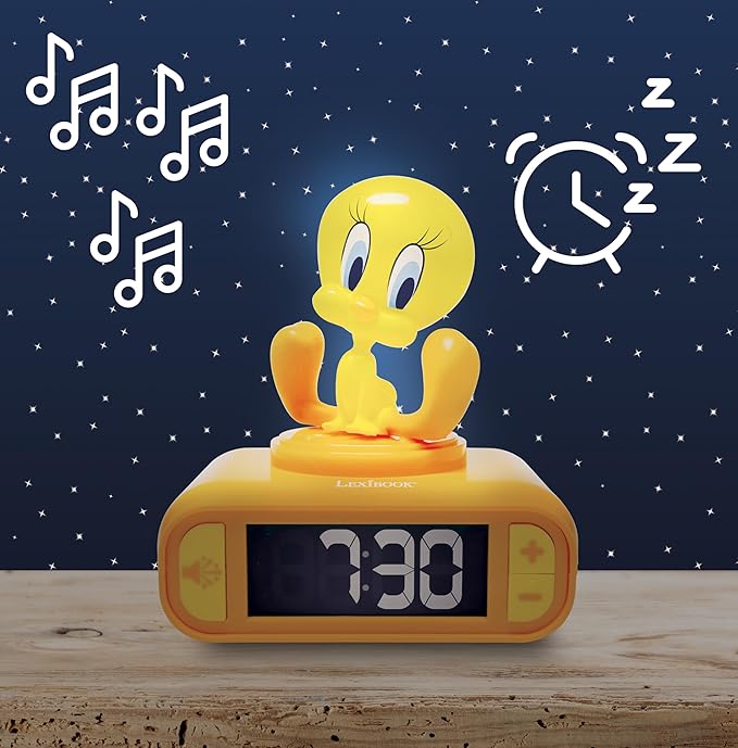 LEXiBOOK, Tweety Night Light Alarm Clock, Sounds and Melodies, Backlit LCD - Image 2