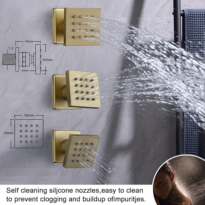 KATAIS Shower Faucet Set Brushed Gold Shower System, Temperature Display Shower - Image 5