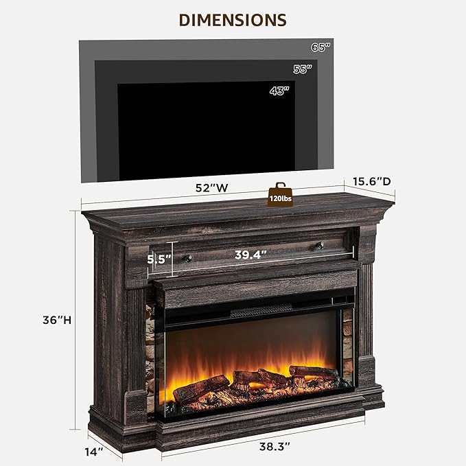 OKD 52 Inch Electric Fireplace - Image 7