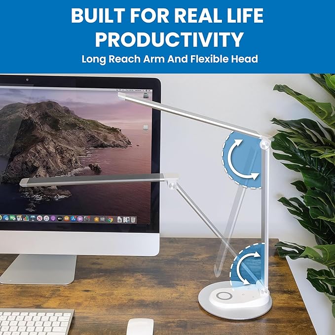 Mount-It! LED Desk Lamp with Wireless Charger and USB-C Charging Port, Dimmable - Image 9