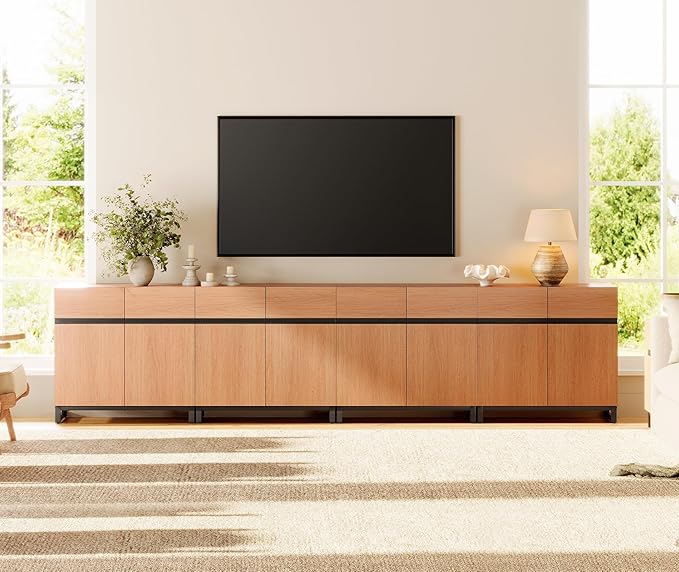 WAMPAT Modern TV Stand for TVs up to 120 inch, 4 in 1 Wood Entertainment Center - Image 3