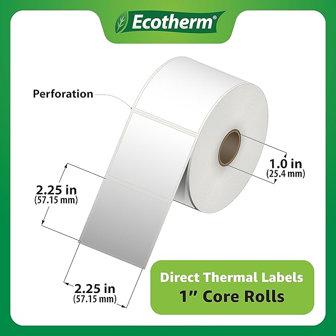 2.25" x 2.25" Thermal Labels | 4 Rolls | 2800 Labels | fits Zebra, Offnova - Image 3