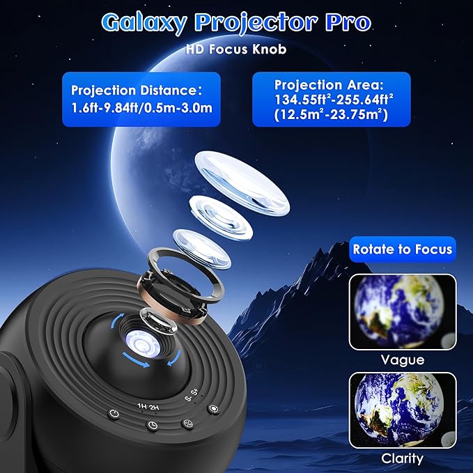 Galaxy Projector for Bedroom Pro Version, HD 12 in 1 Film Discs Star Projector - Image 4