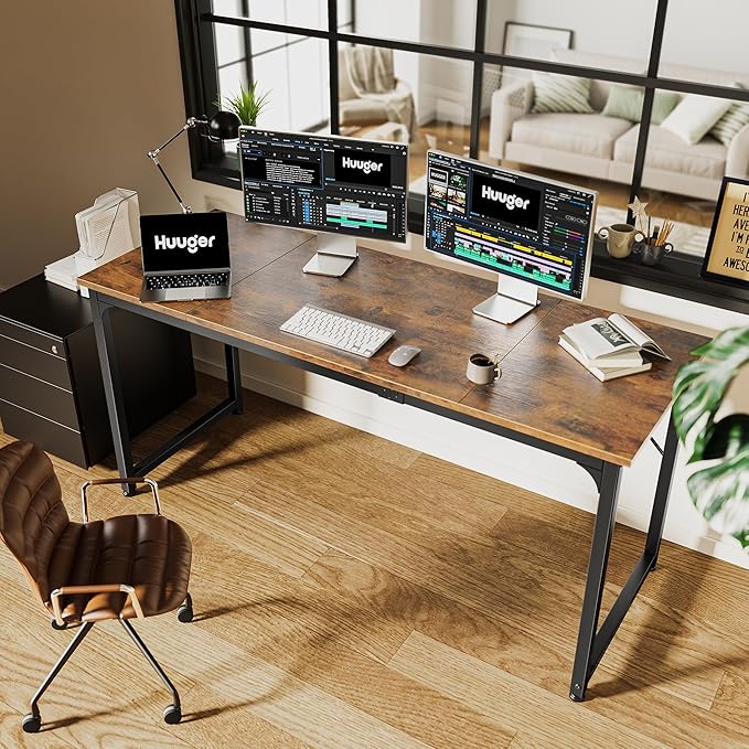 Huuger Computer Desk, 63 Inch Office Desk, Gaming Desk - Image 6
