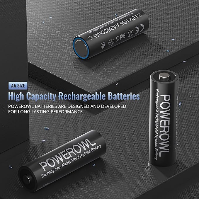 POWEROWL Rechargeable AA Batteries, 2800mAh High Capacity Double A Batteries - Image 2
