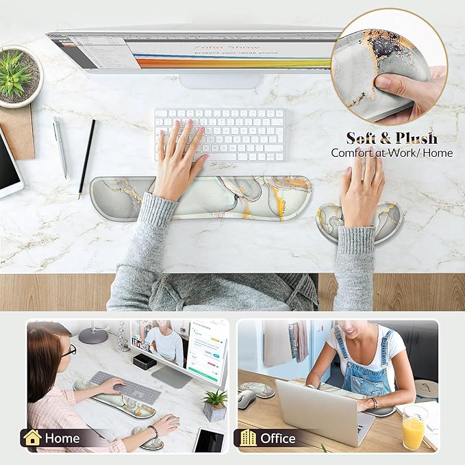 Gimars Upgrade Enlarge Gel Memory Foam Set Keyboard Wrist Rest Pad, Mouse Wrist - Image 7