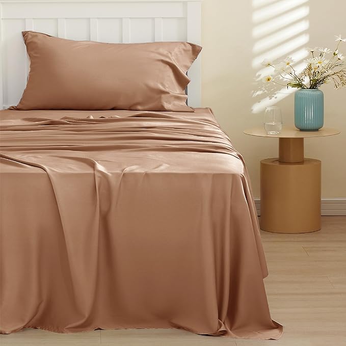 Bedsure Cooling Sheets Twin, Rayon Derived from Bamboo, Breathable & Soft Twin - Image 2