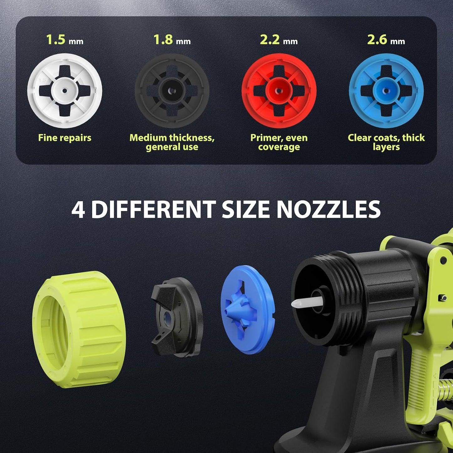 Paint Sprayer Compatible with Ryobi 18V Battery(Battery Not Included) | 1000ml/min High Flow,1000ml Container,150 Din/s Max Viscosity,Paint Sprayer for Furniture