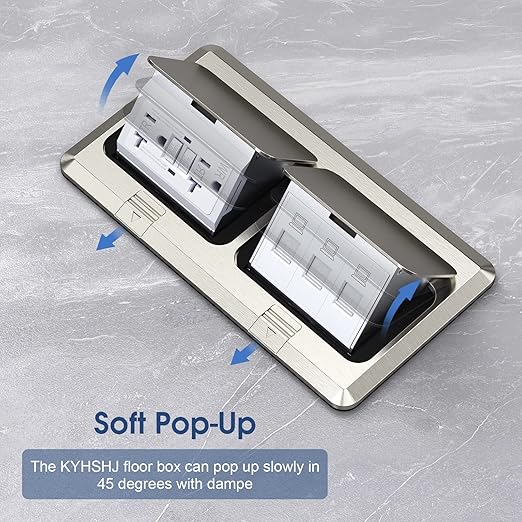 KYHSHJ Dual Pop-Up Floor Electrical Outlet Box Kit，20 Amp Stainless Steel GFCI - Image 3