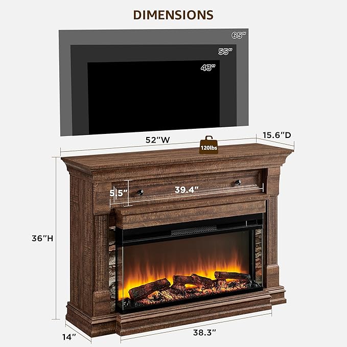 OKD 52 Inch Electric Fireplace - Image 5