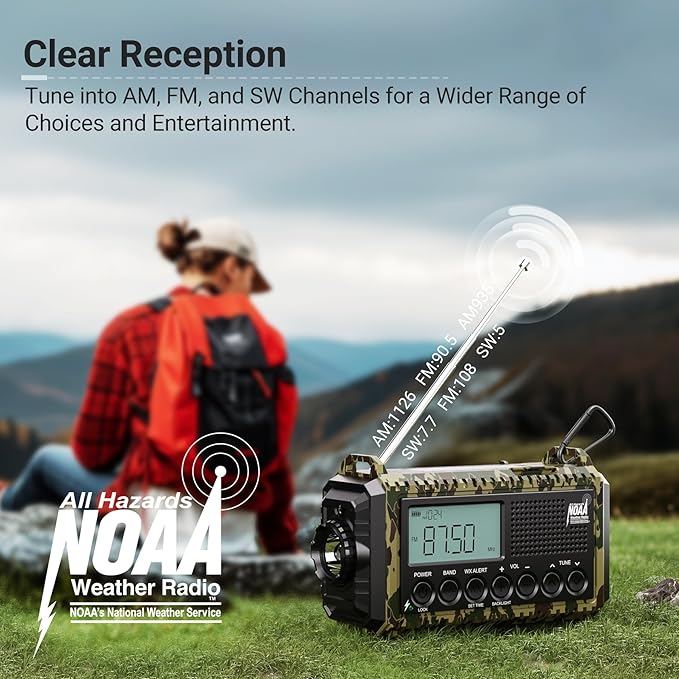 Emergency Radio 12000, Auto Digital Weather Radio Portable AM FM SW NOAA - Image 2