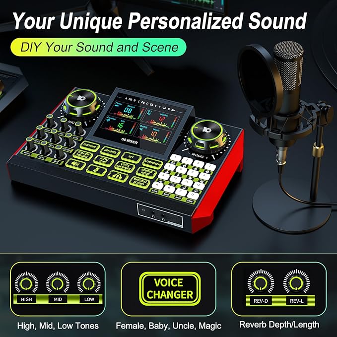 Podcast Microphone Bundle with Live Sound Card Audio Mixer, Podcast Equipment - Image 3