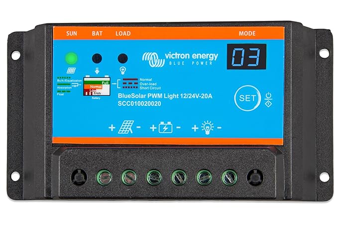 Victron Energy BlueSolar PWM-Light 12/24-Volt 20 amp Charge Controller by VictronEnergy
