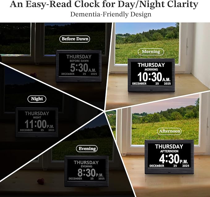 7'' Dementia Clock For Seniors, Large Display Digital Clock - Image 6