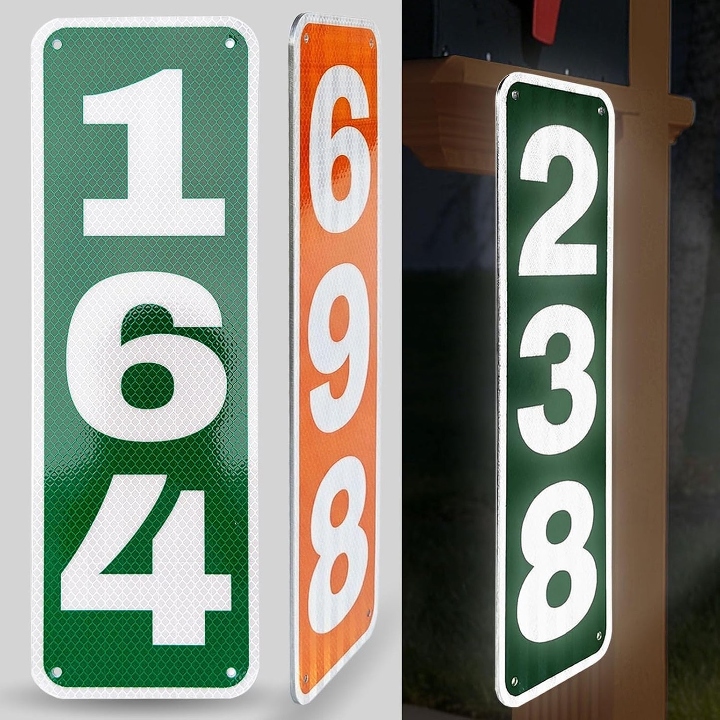 Reflective House Numbers Address sign - Rustproof Metal Signs for Outside | Vertical, 80mil Thick Pure Aluminum Address Numbers, Custom 911 House Number Signs for Outside Driveway Mailbox Post Wall