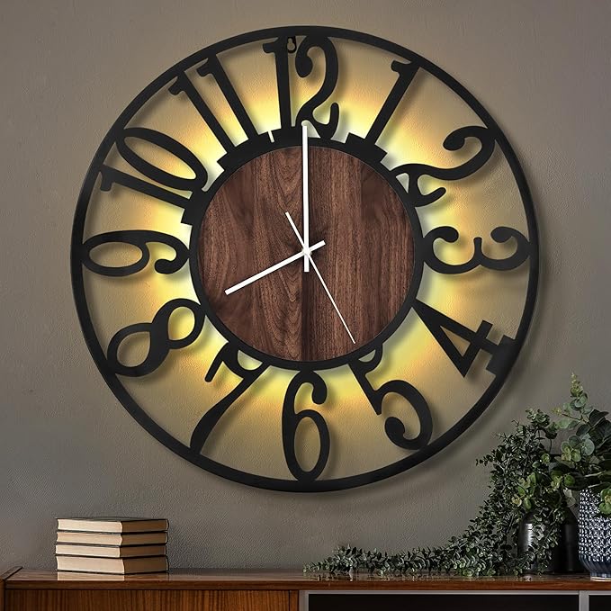 LEIKE Large Wall Clocks with Night Light Battery Operated, Silent Non Ticking by LEIKEWALLCLOCK