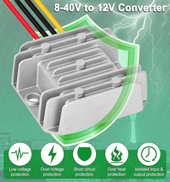 DC 8-40V to 12V Converter 3A 36W Regulated Voltage Power Converter IP68 - Image 4
