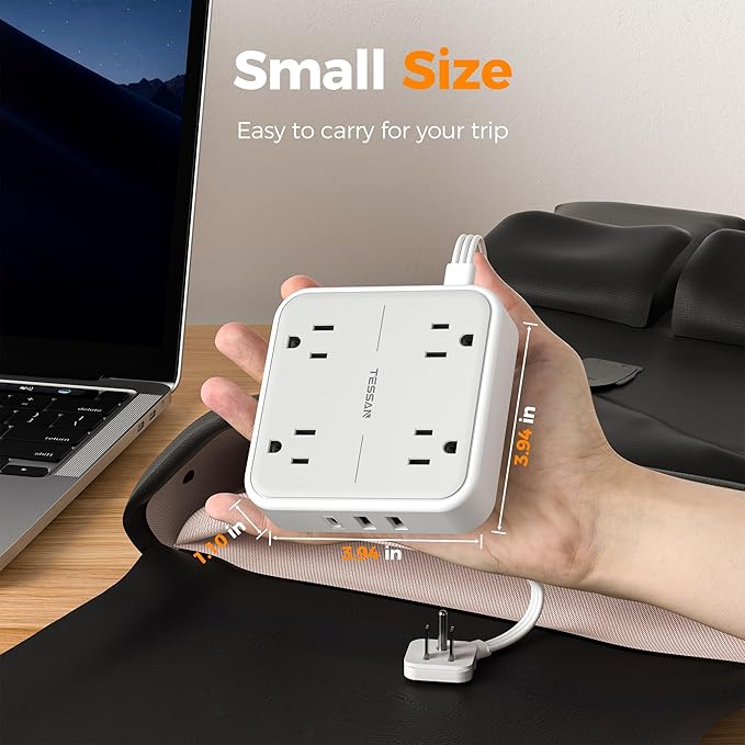TESSAN Surge Protector Power Strip, 3 Ft Ring Pull Extension Cord - Image 6