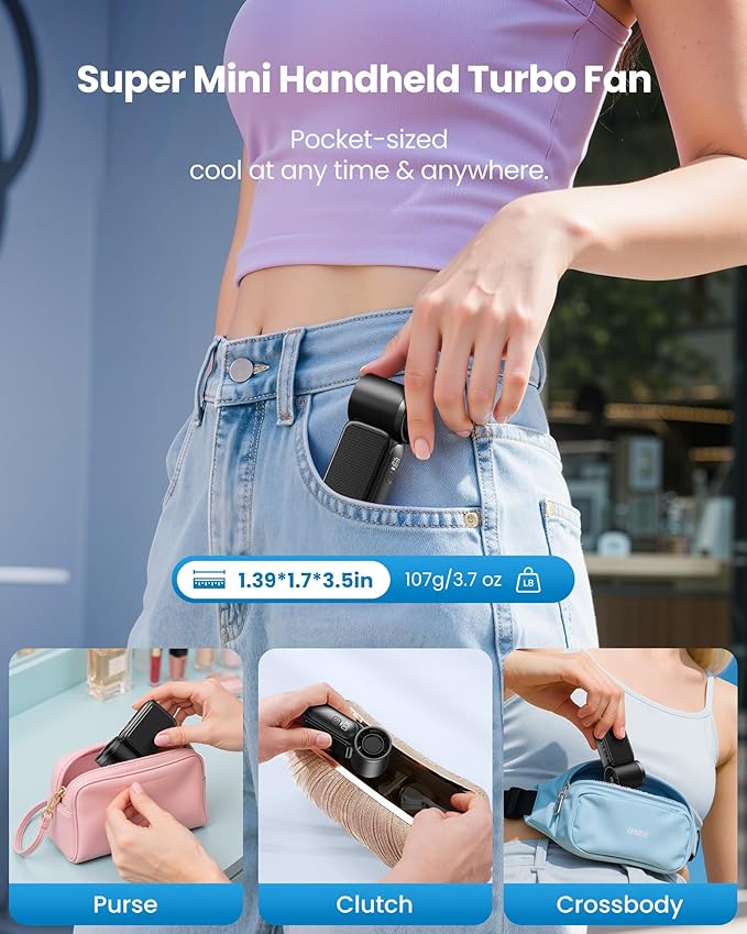 Gaiatop Portable Handheld Mini Fan, 6 Speeds 16900 RPM High Velocity Personal - Image 2