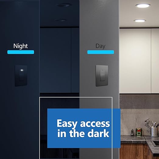 LIDER Minimalist Design Matte Finish Lighted Decorator Switch, Frameless Paddle - Image 7
