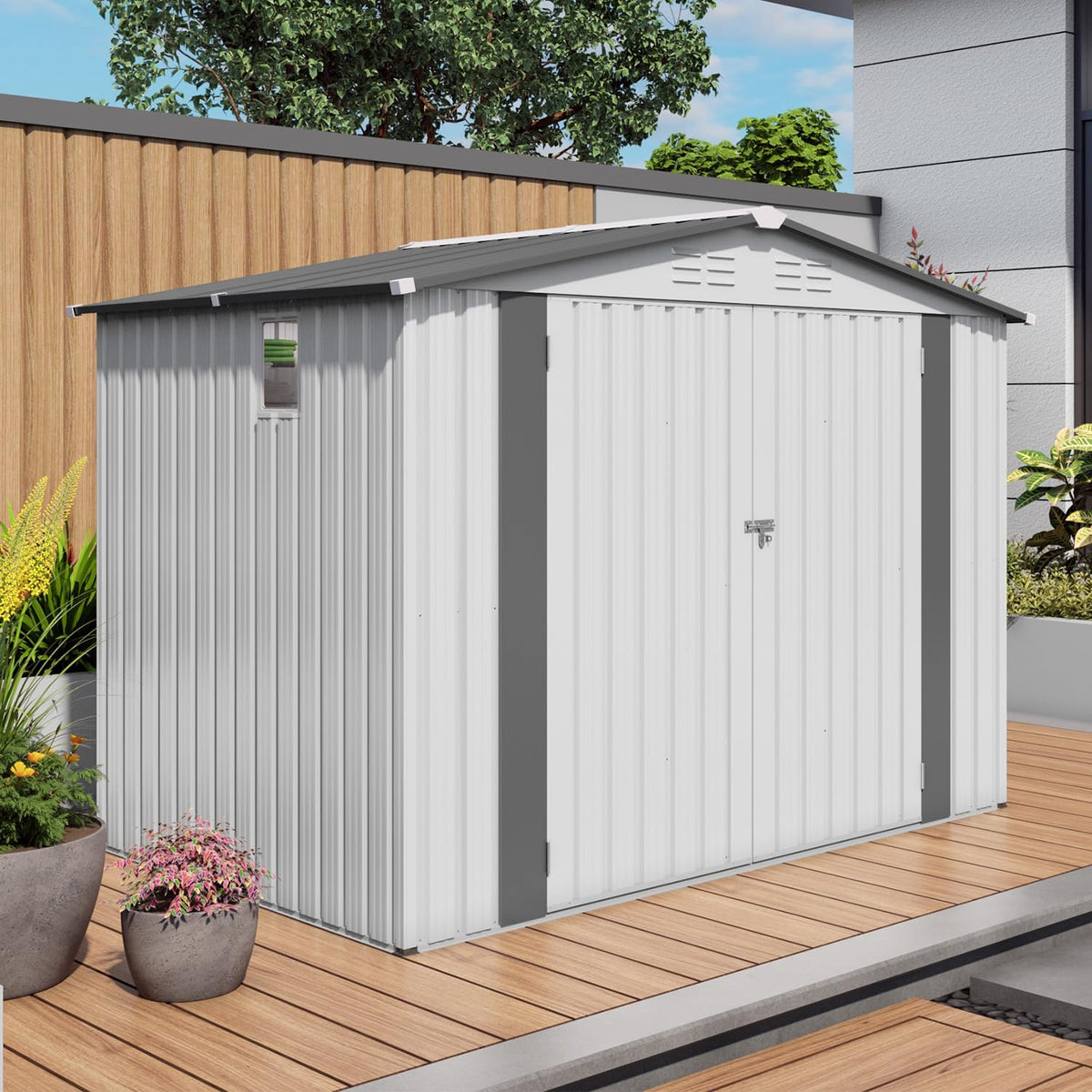 8x6 ft outdoor storage shed, metal garden shed, main product view
