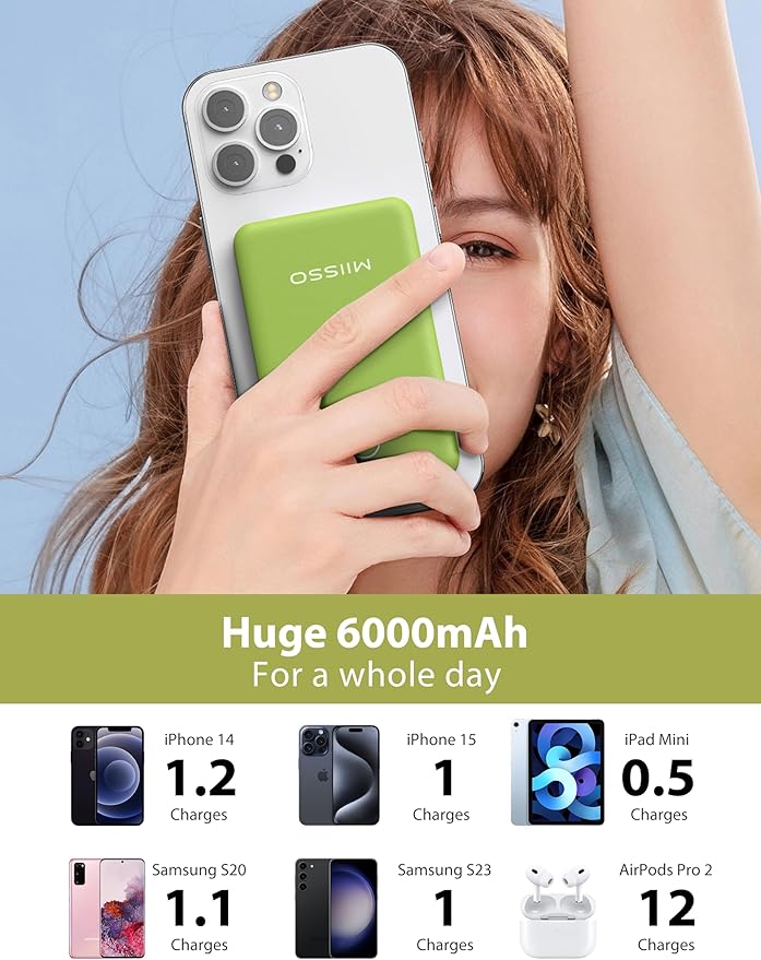miisso 6000mah Ultra Slim Built in Cables Power Bank, Card Size Built in USB C - Image 4